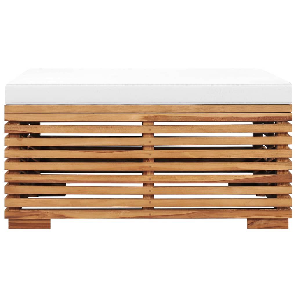 vidaXL Σετ Τραπέζι Κήπου & Υποπόδιο Μασίφ Ξύλο Teak με Κρεμ Μαξιλάρι
