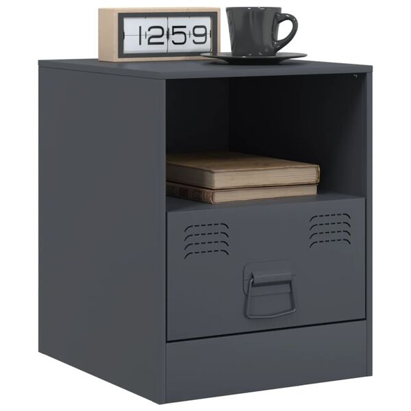 vidaXL Κομοδίνο Ανθρακί 34,5 x 39 x 44 εκ. από Χάλυβα