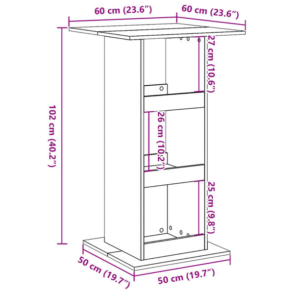 vidaXL Τραπέζι Μπαρ με Ράφια Λευκό 60x60x102 εκ. Επεξεργ. Ξύλο
