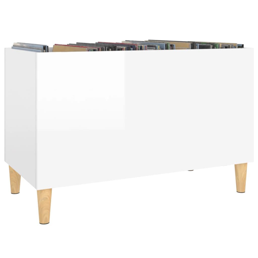 vidaXL Δισκοθήκη Γυαλιστερή Λευκή 74,5x38x48 εκ. Επεξεργασμένο Ξύλο