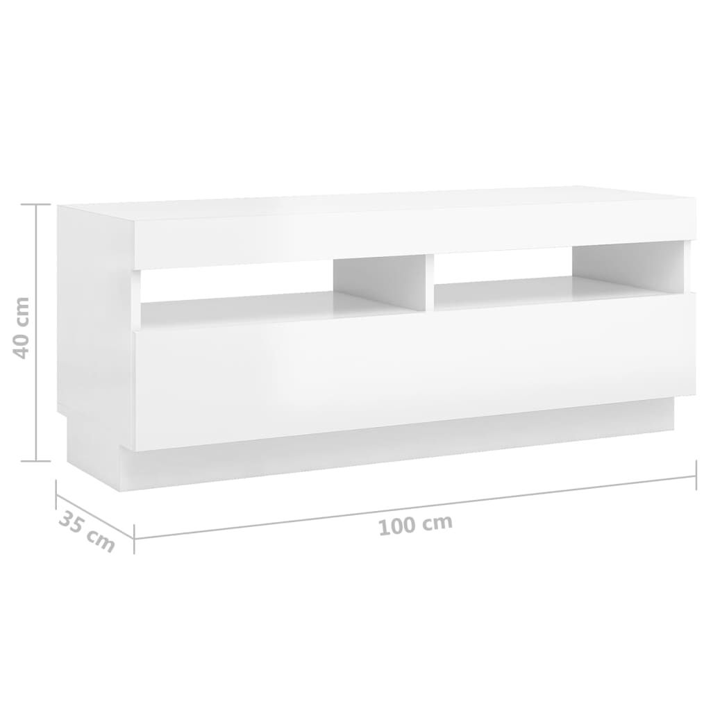 vidaXL Έπιπλο Τηλεόρασης με LED Γυαλιστερό Λευκό 300 x 35 x 40 εκ.