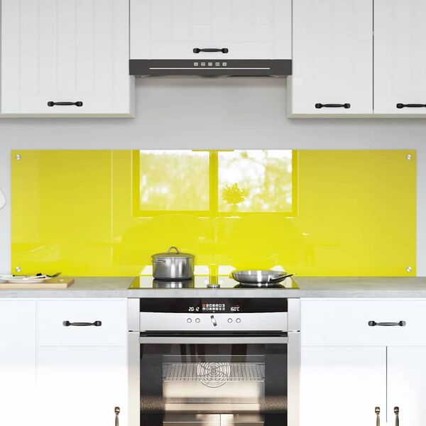 vidaXL Πίσω Πάνελ Κουζίνας 2 pcs Κίτρινο 80 x 50 cm σκληρυμένο γυαλί