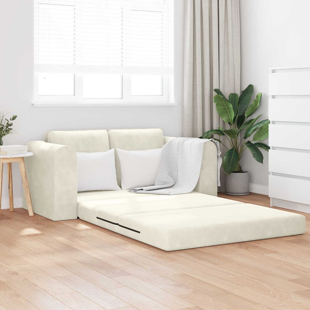 vidaXL Καναπές Κρεβάτι 2 σε 1 Κρεμ 148x71x83 εκ. Βελούδο