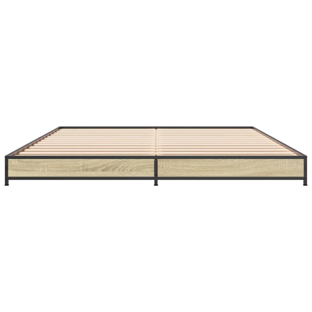 vidaXL Πλαίσιο Κρεβατιού Sonoma Δρυς 150x200 εκ. Επεξ. Ξύλο & Μέταλλο