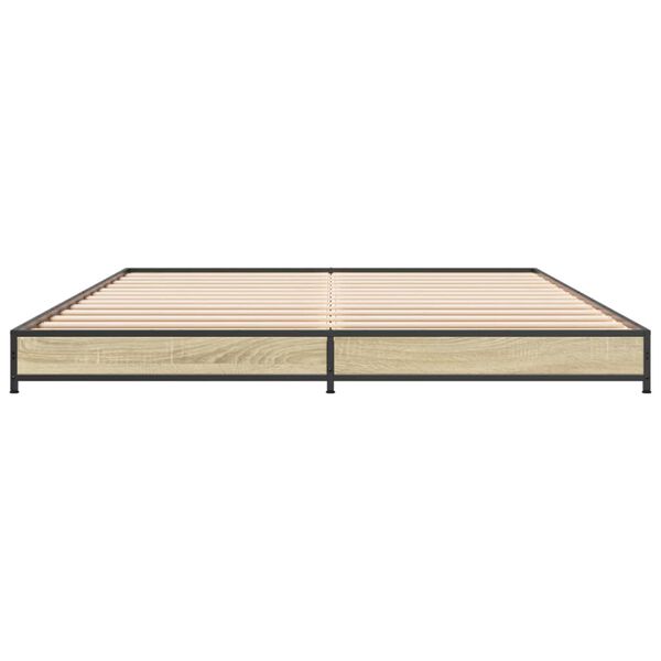 vidaXL Πλαίσιο Κρεβατιού Sonoma Δρυς 150x200 εκ. Επεξ. Ξύλο & Μέταλλο