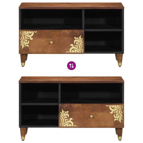 vidaXL Ντουλάπι TV με ράφι Καφέ 80 x 33.5 x 46 εκ. Μασίφ ξύλο μάνγκο