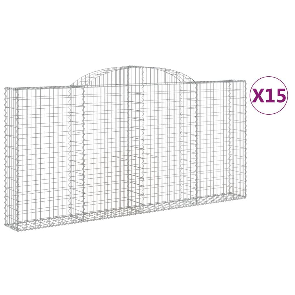 vidaXL Συρματοκιβώτια Τοξωτά 15 τεμ. 300x30x140/160 εκ. Γαλβαν. Ατσάλι
