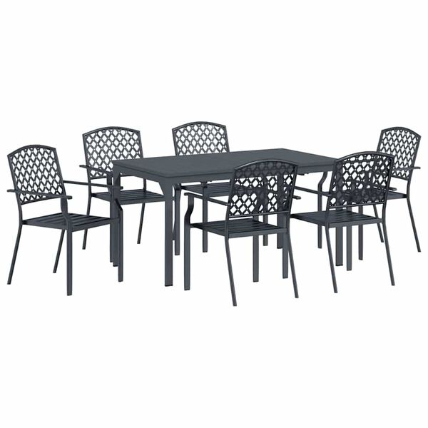 vidaXL Σέτ φαγητού για κήπο 7 pcs Ανθρακί Ατσάλι