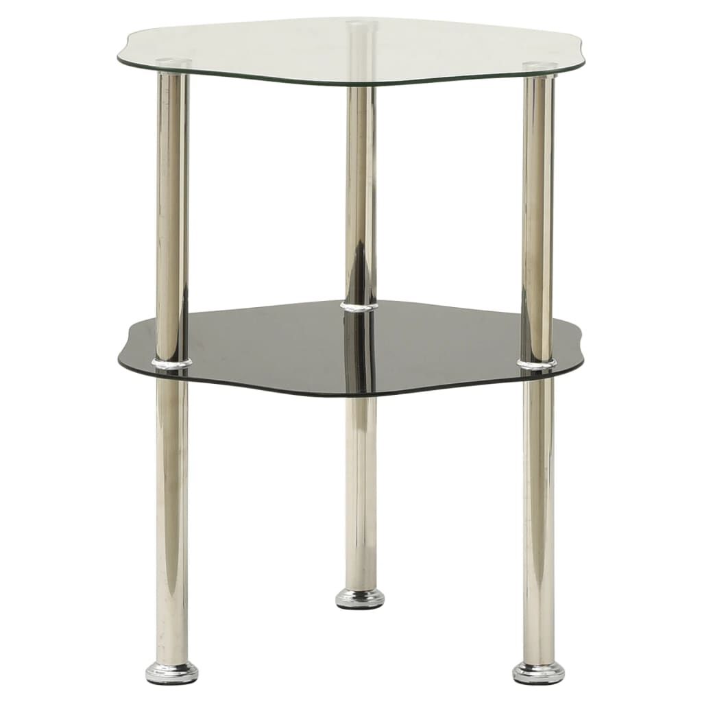 322786 vidaXL Βοηθ. Τραπέζι 2 Επ. Διαφ. & Μαύρο 38x38x50 εκ Ψημ. Γυαλί