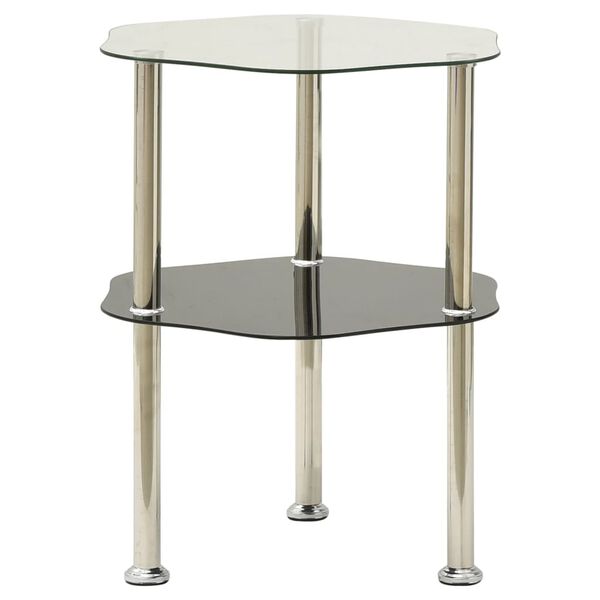 322786 vidaXL Βοηθ. Τραπέζι 2 Επ. Διαφ. & Μαύρο 38x38x50 εκ Ψημ. Γυαλί