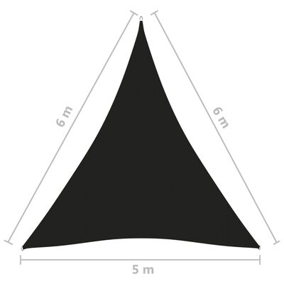 vidaXL Πανί Σκίασης Τρίγωνο Μαύρο 5 x 6 x 6 μ. από Ύφασμα Oxford