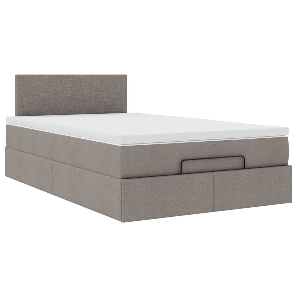 vidaXL Οθωμανικό κρεβάτι με στρώμα & LEDs Taupe 120x200cm ύφασμα
