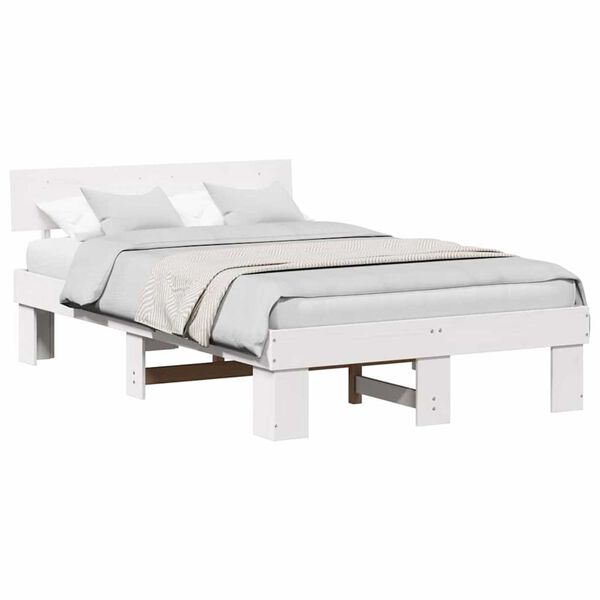 vidaXL Σκελετός Κρεβατιού Λευκό 120 x 190 cm Μασίφ ξύλο πεύκου