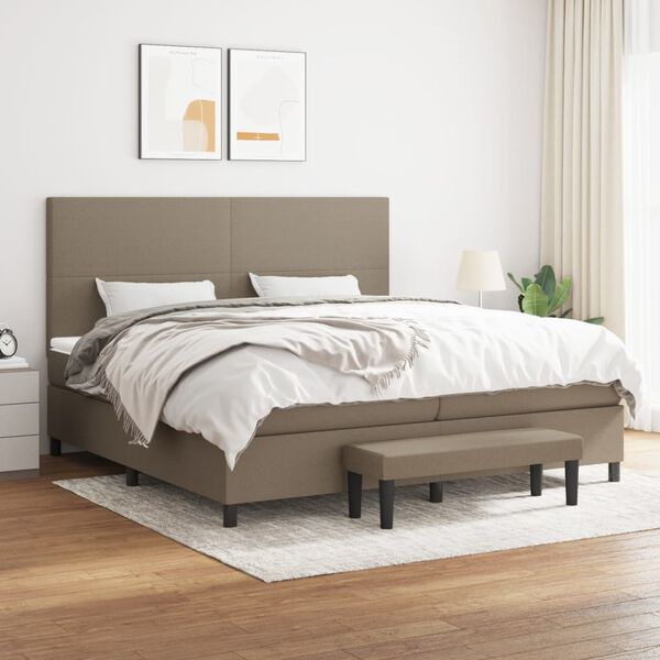 vidaXL &Kappa;&rho;&epsilon;&beta;ά&tau;&iota; Boxspring &mu;&epsilon; &Sigma;&tau;&rho;ώ&mu;&alpha; Taupe 200x200 &epsilon;&kappa;. &Upsilon;&phi;&alpha;&sigma;&mu;ά&tau;&iota;&nu;&omicron;