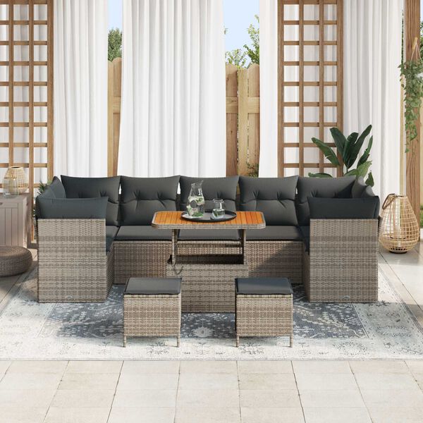vidaXL Σετ Καναπέ Κήπου 10 pcs Γκρι συνθετικό ρατάν