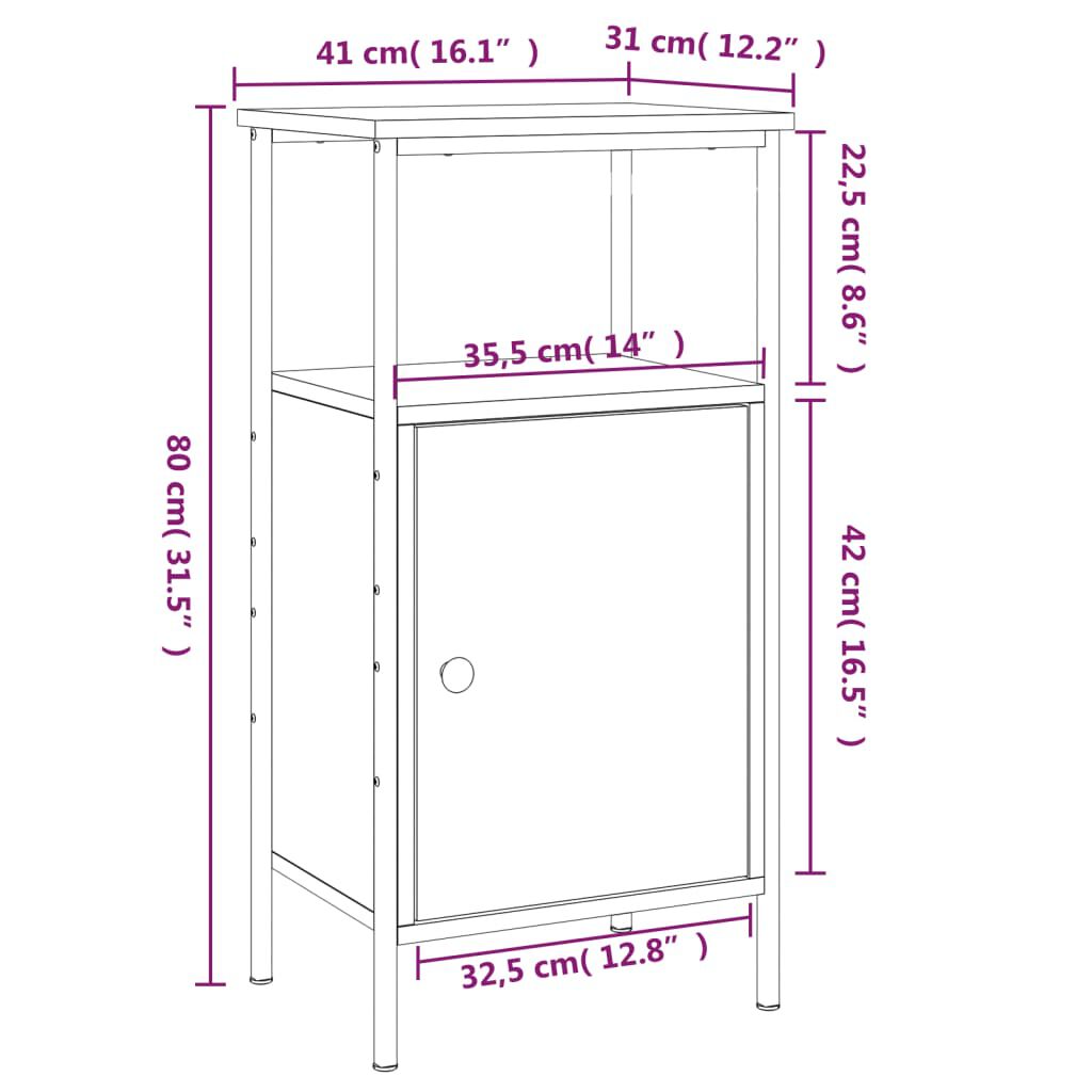 vidaXL Κομοδίνα 2 τεμ. Καφέ Δρυς 41 x 31 x 80 εκ. από Επεξεργ. Ξύλο