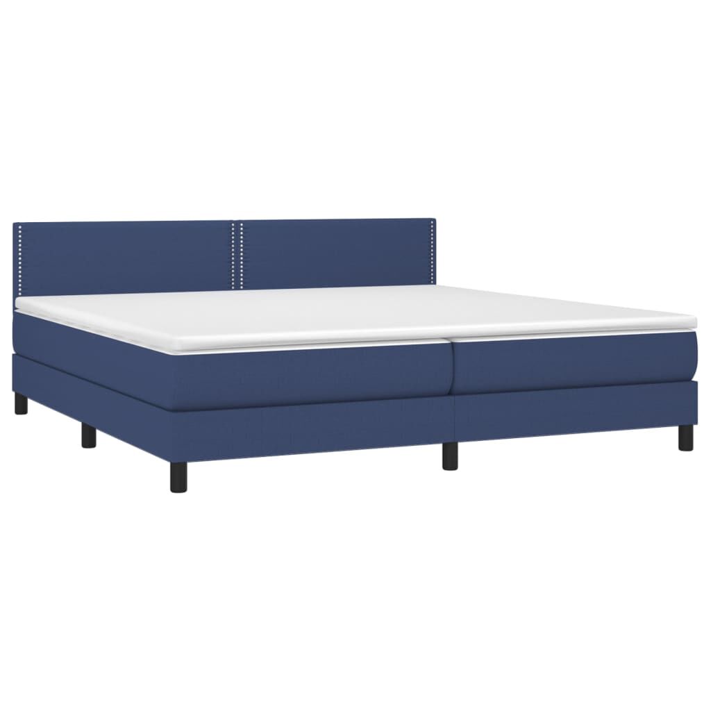 vidaXL Κρεβάτι Boxspring με Στρώμα Μπλε 200x200 εκ. Υφασμάτινο