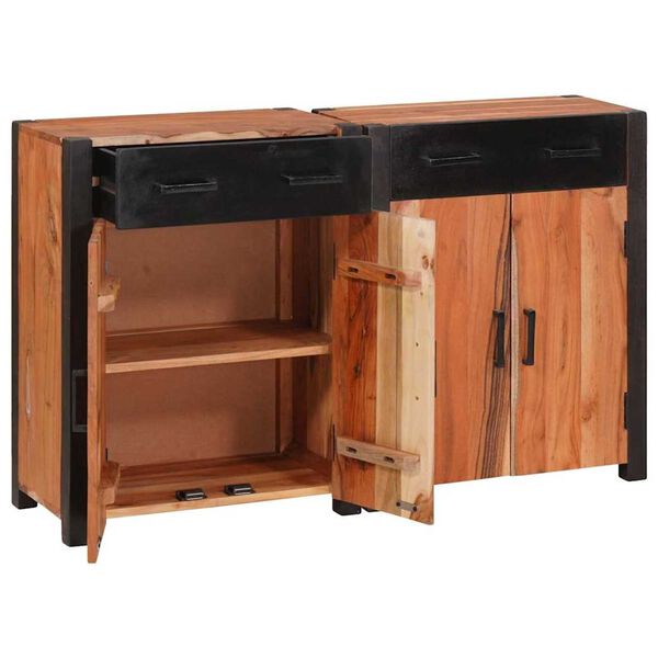 vidaXL Πλαϊνό γραφείο 2 pcs Καφέ 110 x 30 x 75 εκ Μασίφ ξύλο ακακίας