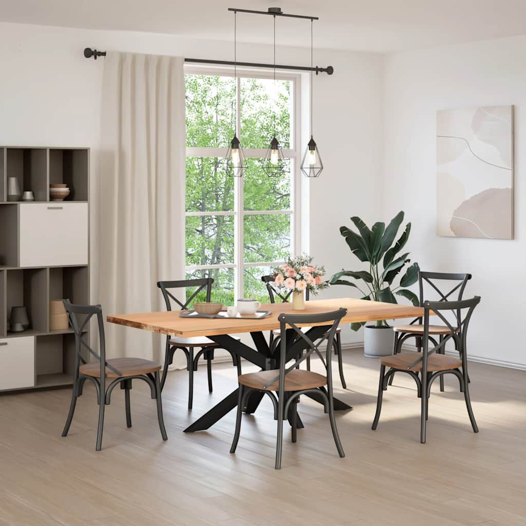 vidaXL Τραπεζαρία πόδι αράχνης σχήμα Μαύρο 150x78x(72-73) εκ. Ατσάλι
