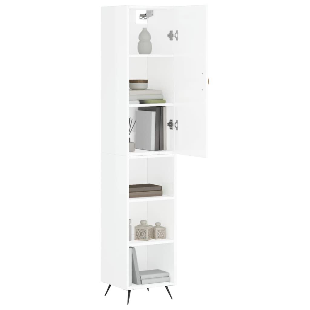 vidaXL Ντουλάπι Γυαλ. Λευκό 34,5 x 34 x 180 εκ. από Επεξεργασμένο Ξύλο