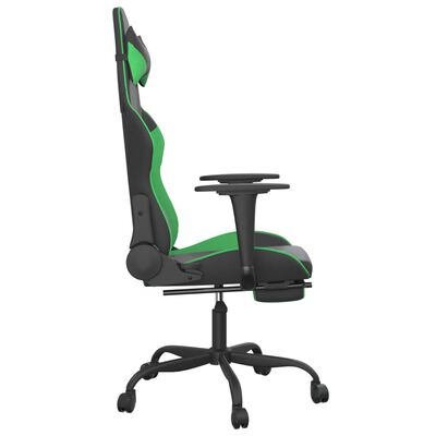 vidaXL Καρέκλα Gaming Μασάζ Υποπόδιο Μαύρο/Πράσινο από Συνθετικό Δέρμα