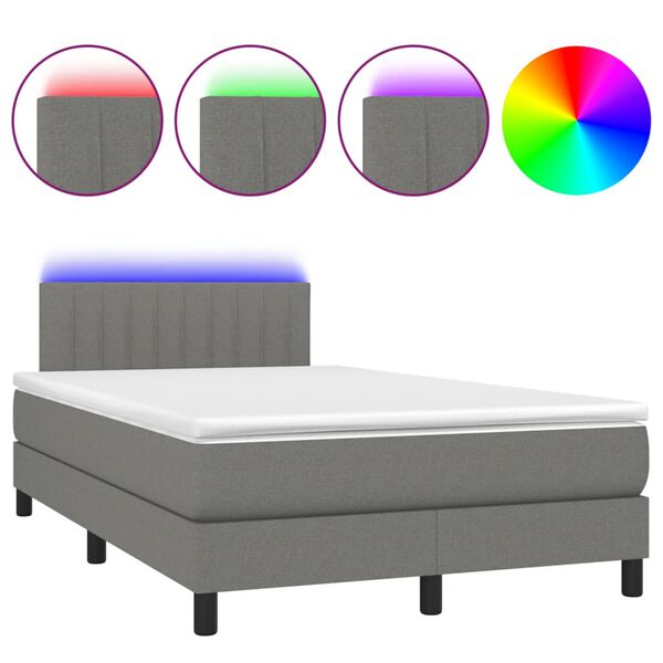 vidaXL &Kappa;&rho;&epsilon;&beta;ά&tau;&iota; Boxspring &mu;&epsilon; &Sigma;&tau;&rho;ώ&mu;&alpha; & LED &Sigma;&kappa;.&Gamma;&kappa;&rho;&iota; 120x190&epsilon;&kappa;. &Upsilon;&phi;&alpha;&sigma;&mu;ά&tau;&iota;&nu;&omicron;