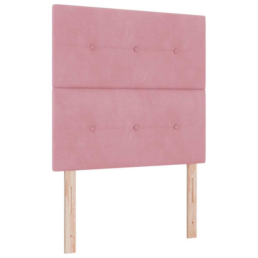 vidaXL Κρεβάτι Box Spring LED με Στρώμα Ροζ 90 x 190 cm Βελούδο
