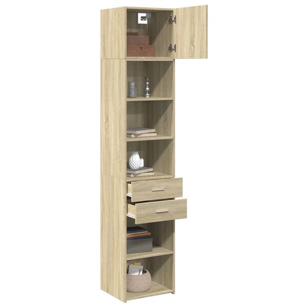 vidaXL Ντουλάπι Αποθήκευσης Στενό Δρυς 45x42,5x225 εκ. Επεξεργ. Ξύλο