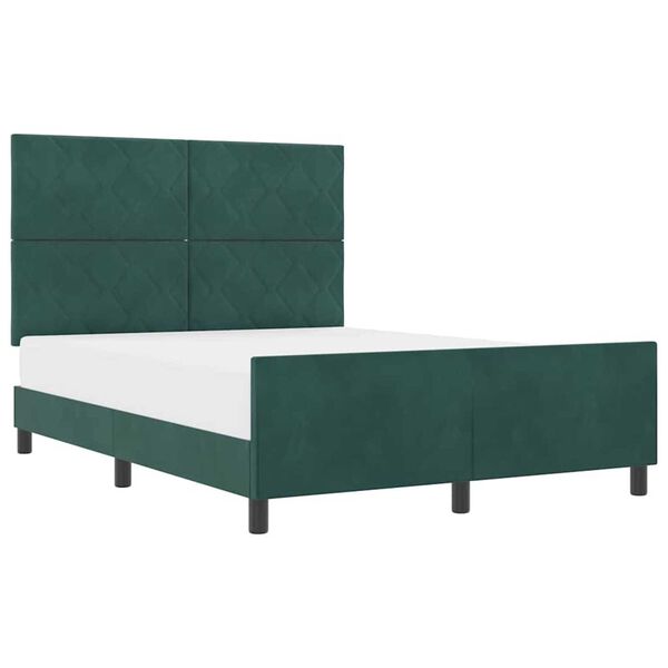 vidaXL Σκελετός Κρεβατιού Σκούρο πράσινο 140 x 190 cm Βελούδο