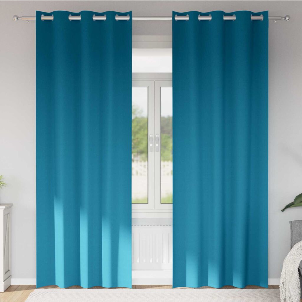 vidaXL Κουρτίνες με κουρτίνες 2 pcs Τιρκουάζ 245 x 140 εκ. Πολυεστέρας