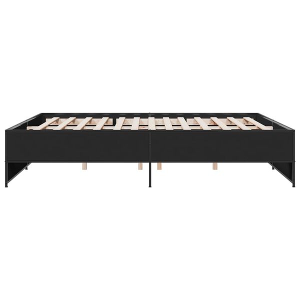 vidaXL Πλαίσιο Κρεβατιού Μαύρο 180 x 200 εκ. Επεξ. Ξύλο & Μέταλλο
