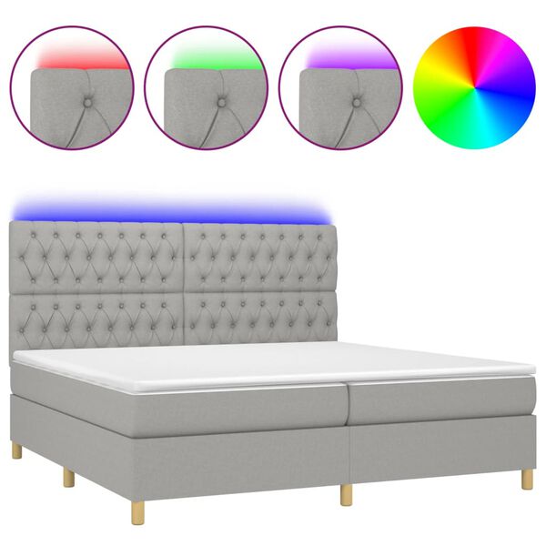 vidaXL &Kappa;&rho;&epsilon;&beta;ά&tau;&iota; Boxspring &mu;&epsilon; &Sigma;&tau;&rho;ώ&mu;&alpha; & LED &Alpha;&nu;.&Gamma;&kappa;&rho;&iota; 200x200&epsilon;&kappa;. &Upsilon;&phi;&alpha;&sigma;&mu;ά&tau;&iota;&nu;&omicron;