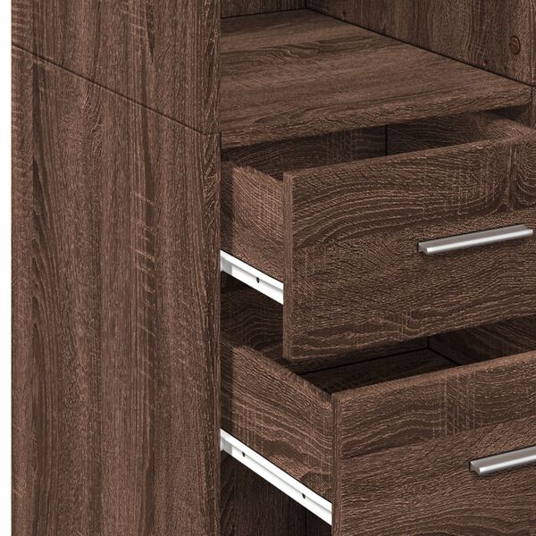 vidaXL Ραφιέρα με Ντουλάπια Καφέ Δρυς 70x42,5x225 εκ. από Επεξ. Ξύλο