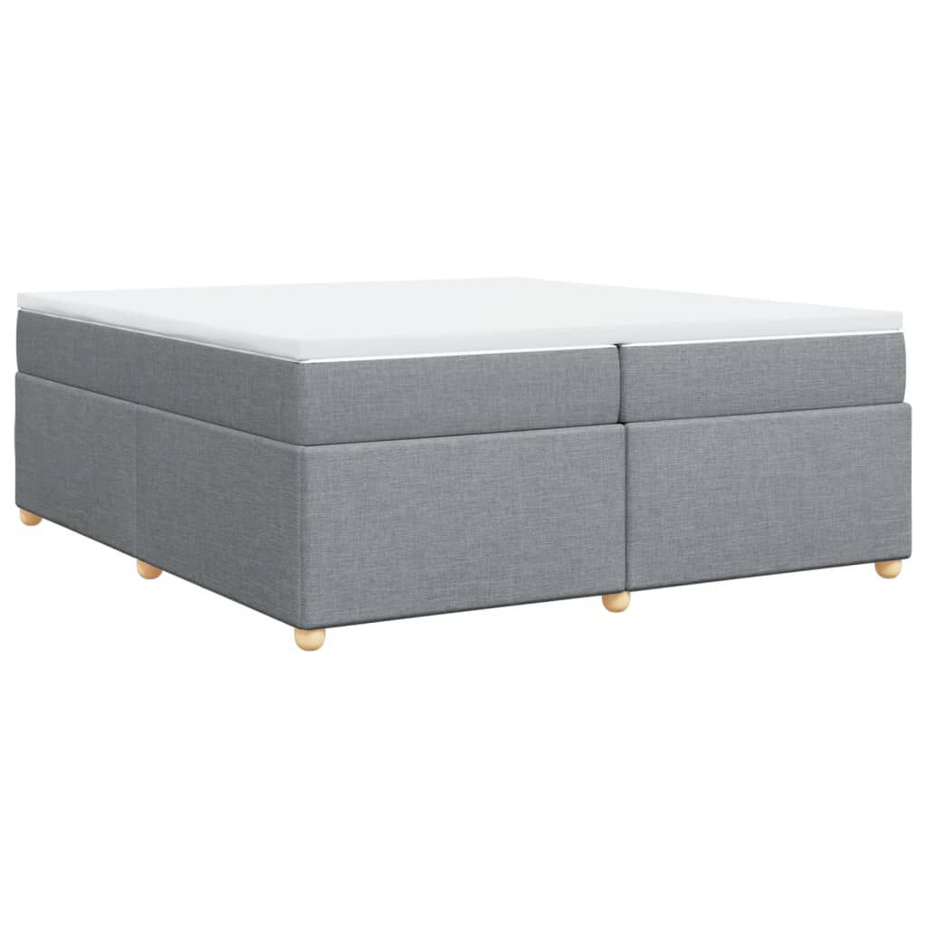 vidaXL Κρεβάτι Boxspring με Στρώμα Ανοιχτό Γκρι 200x200 εκ. Υφασμάτινο