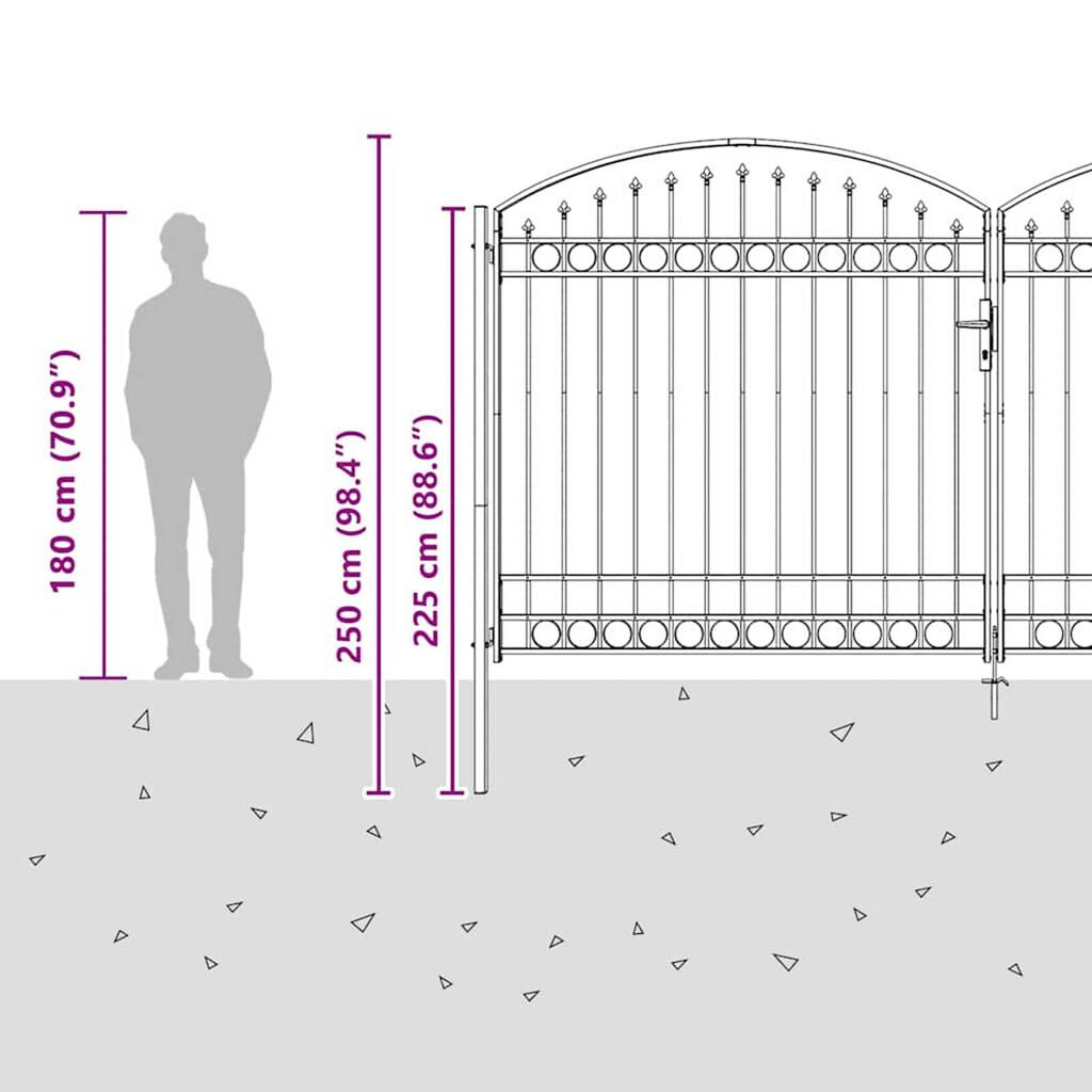 vidaXL Πύλη Φράχτη Άλλο Γκρι 400 x 200 cm Ατσάλι