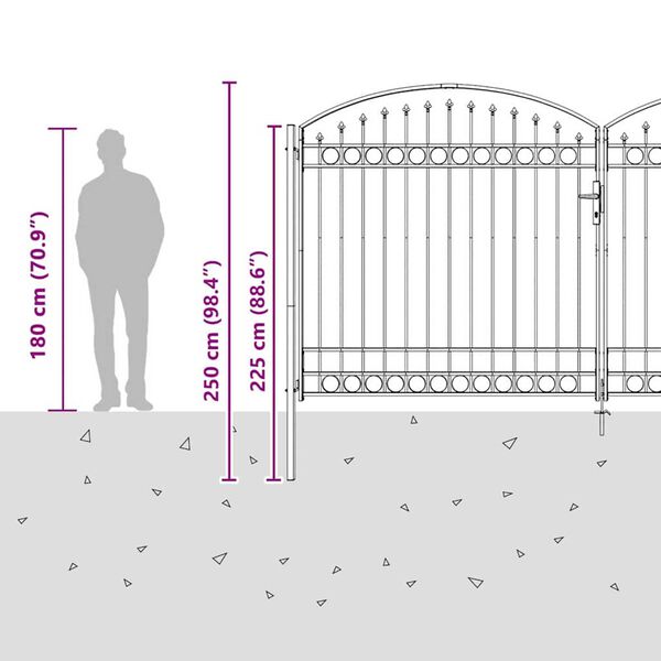 vidaXL Πύλη Φράχτη Άλλο Γκρι 400 x 200 cm Ατσάλι