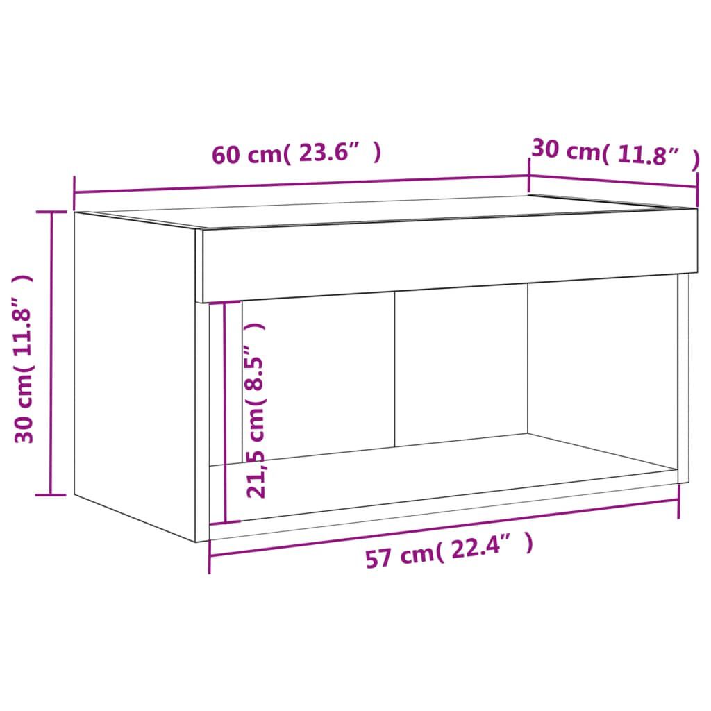 vidaXL Έπιπλο Τηλεόρασης με LED Λευκό 60 x 30 x 30 εκ.