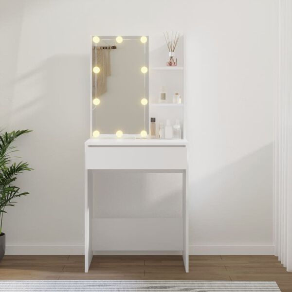 vidaXL Μπουντουάρ με LED Λευκό 60x40x140 εκ.