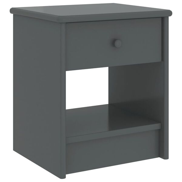 vidaXL Κομοδίνο Σκούρο Γκρι 35 x 30 x 40 εκ. Μασίφ Ξύλο Πεύκου