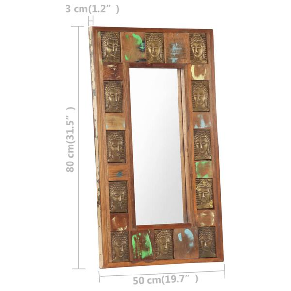 vidaXL Καθρέφτης Σχέδιο Βούδας 50 x 80 εκ. από Μασίφ Ανακυκλωμένο Ξύλο