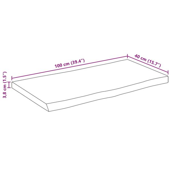 vidaXL Επιφάνεια Τραπεζιού 100x40x3,8 εκ. Live Edge Μασίφ Ξύλο Μάνγκο