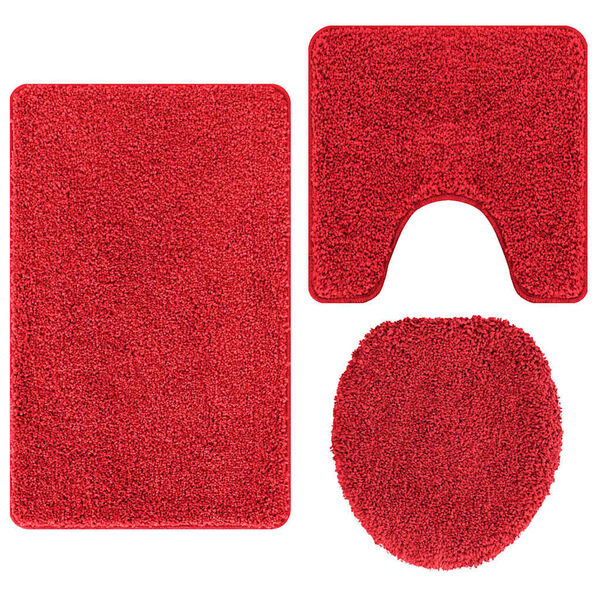 vidaXL Πατάκι μπάνιου 3 pcs Κόκκινο 50 x 50 cm Πολυπροπυλένιο