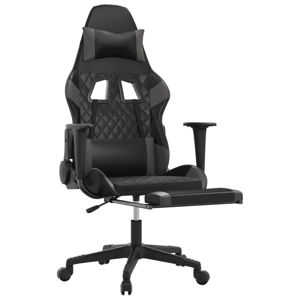 vidaXL Καρέκλα Gaming Μασάζ Υποπόδιο Μαύρο&Γκρι από Συνθετικό Δέρμα
