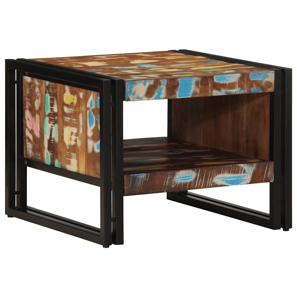 vidaXL Τραπεζάκι σαλονιού πολύχρωμο 50x50x38cm Ξύλο μασίφ αναγεννημένο