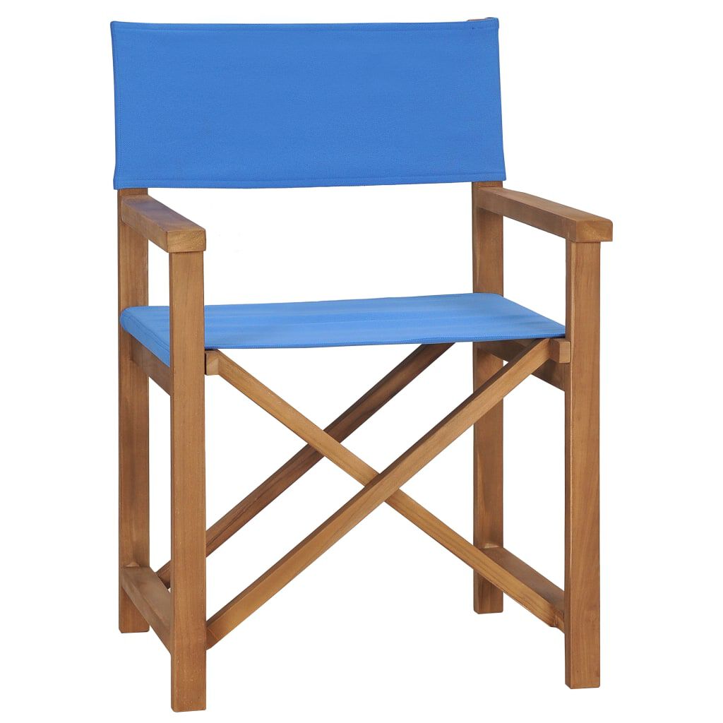 vidaXL Καρέκλα Σκηνοθέτη Μπλε από Μασίφ Ξύλο Teak