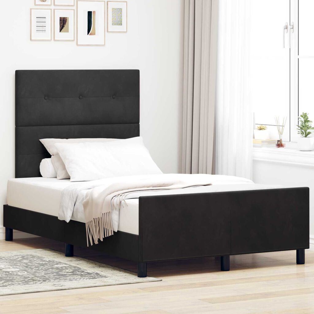 vidaXL Σκελετός Κρεβατιού με κεφαλάρι Μαύρο 120 x 190 cm Βελούδο