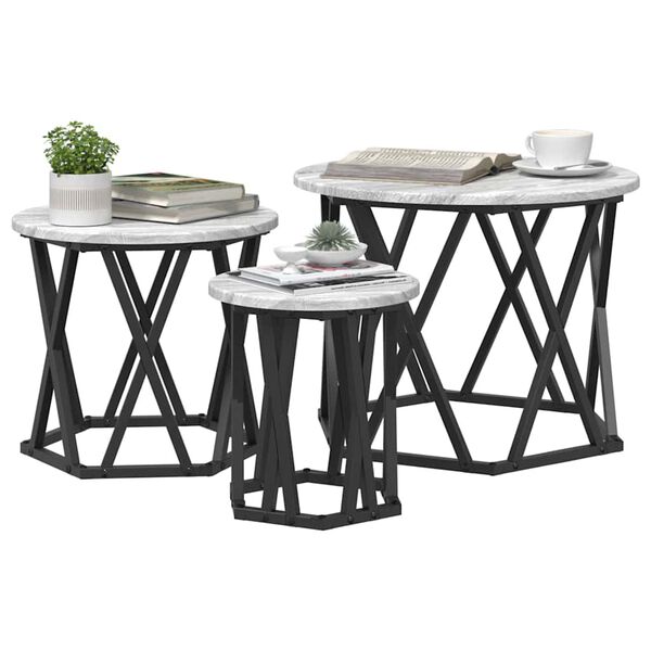 vidaXL Κομοδίνο Μονάδας 3 pcs Γκρι sonoma 53 x 53 x 40 cm