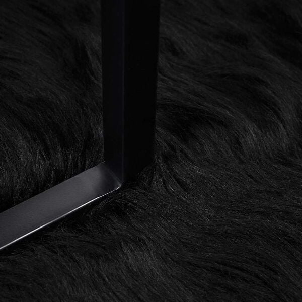 vidaXL Ψεύτικο Δέρμα Προβάτου Χαλί Μαύρο 100 x 100 cm Πολυεστέρας