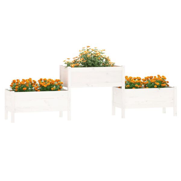 vidaXL Ζαρντινιέρα Λευκή 245,5x44x75 εκ. από Μασίφ Ξύλο Πεύκου