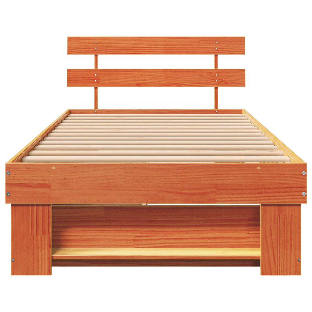 vidaXL Σκελετός Κρεβατιού Καφέ κεριού 90 x 190 cm Συμπαγές ξύλο πεύκου